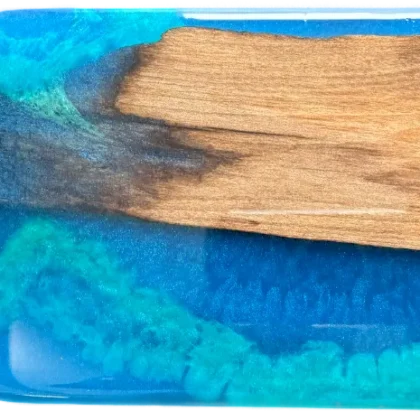 18" x 5" Driftwood & Caribbean Blue Epoxy Resin Charcuterie Board