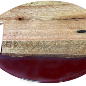 21"x 15" Oak & Rebel Red Epoxy Resin Oval Serving Board