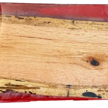 25" x 9" Red Flamed Oak Live Edge Serving Board