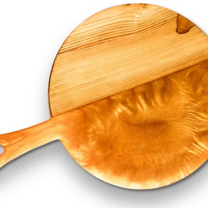 19″ x 14″ White Pine & Sunburst Gold Resin Serving Board