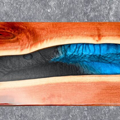 18" x 12" Mahogany & Ocean Blue/Black Epoxy Resin River Charcuterie Board