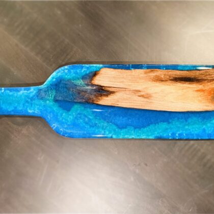 18″ x 5″ Mahogany & Ocean Blue/Sea Green Epoxy Resin Bottle Charcuterie Board