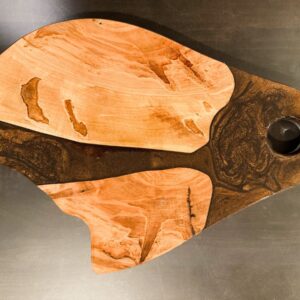 15″ x 14″ Rustic Maple Wood & Copper/Gold Resin River Serving Board